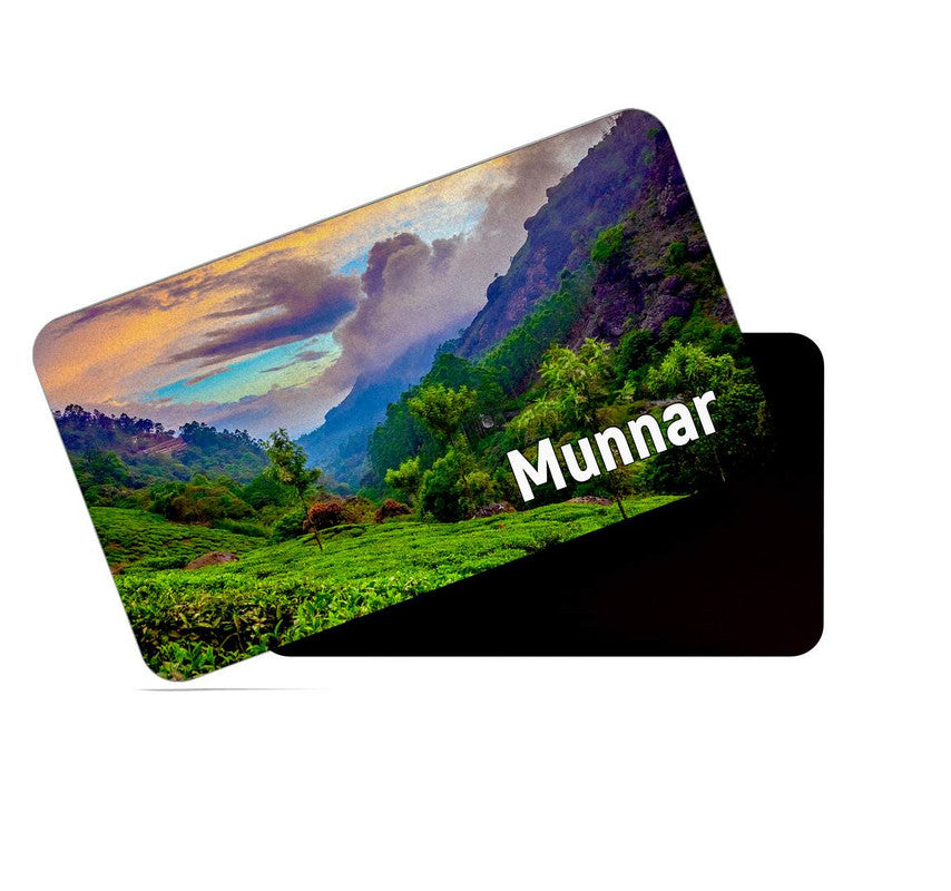 dhcrafts Rectangular Rubber Fridge Magnet / Magnetic Card Multicolor Kerala Munnar D3 Design Pack of 1 (8.6cm x 5.4cm)